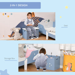 Kids Toy Storage Box, Organizer Chest with Gas Stay Bar Seating Bench, Blue
