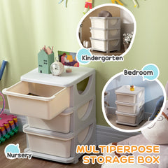 3 Tier Kids Toy Organizer and Storage Bins with 3 Plastic Drawers, Blue