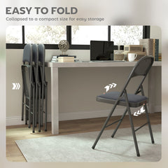 4 Pack Folding Chairs with Padded Seats, Velvet Portable Party Chairs with Steel Frame, Beige