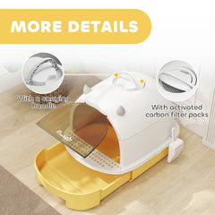Cat Litter Box with Lid, Front Door Flap, Scoop, Handle, Easy Clean, for Small and Medium Cats, Green