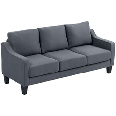 3 Seater Sofa, Modern Couch with Pocket Spring, Linen Upholstered, Thick Padded, Beige
