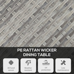 27.5" Outdoor Wicker Dining Table, PE Rattan Patio Furniture with Wood-plastic Composite Top, Grey