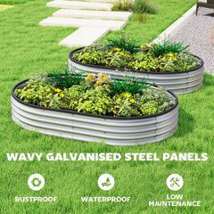 2Pcs Galvanized Raised Garden Bed, 4 x 3 x 1 ft Modular Metal Garden Beds with Rubber Strip Edging, Silver