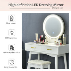 Vanity Dressing Table Set with 3 Lighting Modes