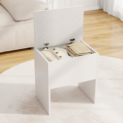 Vanity Stool Flip Top Storage Stool with Soft Padded Seat-White