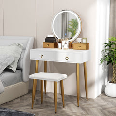 Vanity Table Set with Mirror-White