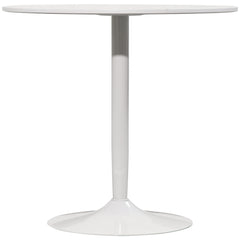 Modern Kitchen Table for 2 People, Round Dining Table with Steel Base for Living Room, Dining Room, White