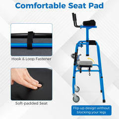Versatile Rolling Walker for Rehabilitation Training-Navy
