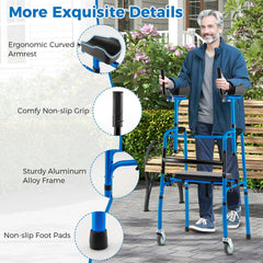 Versatile Rolling Walker for Rehabilitation Training-Navy