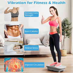Vibration Plate Exercise Machine for Lymphatic Drainage and Weight Loss with 10 Speed Intensities-Gray