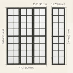 3 Panel Room Divider, 5.6 ft Folding Wall Divider Room Partition for Home Office, Bedroom, Black