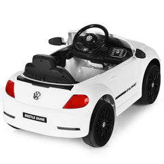 12V Licensed Volkswagen Beetle Kids Ride On Car with FM Radio, USB and Slow Start, White