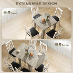 55" Extendable Dining Table for 4-6, Kitchen Table with Steel Slides and Felt Pads for Small Spaces, Black