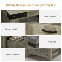 Side Table with Storage, Farmhouse End Table with Drawer, Open Shelf and Barn-style Panel, Nightstand for Living Room, Bedroom, Oak