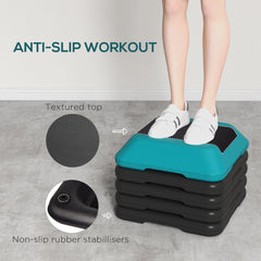 5-Level Height Adjustable Stepper, Aerobic Exercise Step Platform, 4" 6" 8" 10" 12", Blue