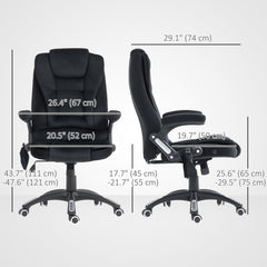 6 Point Vibrating Massage Office Chair High Back Executive Chair with Reclining Back, Swivel Wheels, Black