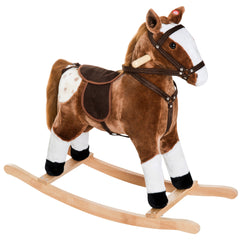 Rocking Horse Plush Pony Children Kid Ride on Toy w/ Realistic Sound (Light Pink)