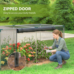 Galvanized Steel Crop Cage, Plant Protection Tent with Zippered Door, 4' x 4', Black