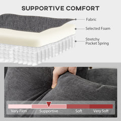 Sectional Couch with Integrated Seat, 3 Seater L-Shaped Sofa with Changeable Chaise, Spring Cushion, 2 Pillows, Beige
