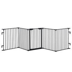 Foldable Dog Playpen Indoor for Small Medium Dogs with Door, for Stairway, Doorway, Hallway, Black