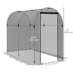 Galvanized Steel Crop Cage, Plant Protection Tent with Zippered Door, 4' x 4', Black