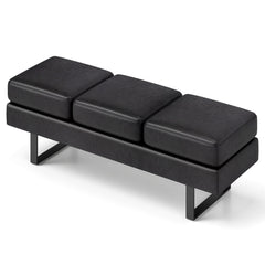 Waiting Room Bench Seating Long Bench with Metal Frame Leg-Black