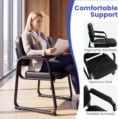 Waiting Room Guest Chairs Set of 2 Leather Office Reception Chairs-Set of 2