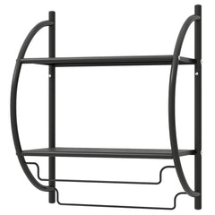 Wall Mounted 2-Tier Bathroom Towel Rack with 2 Towel Bars-Black