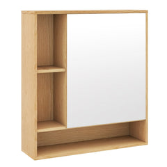 Wall Mounted, Bathroom Cabinet with Mirror Single Door-Natural
