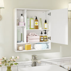 Wall Mounted, Bathroom Cabinet with Mirror Single Door-White