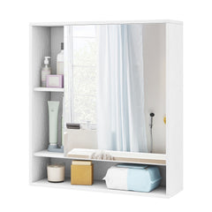 Wall Mounted, Bathroom Cabinet with Mirror Single Door-White