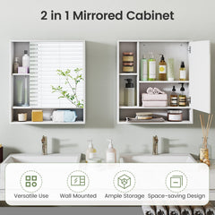 Wall Mounted, Bathroom Cabinet with Mirror Single Door-White