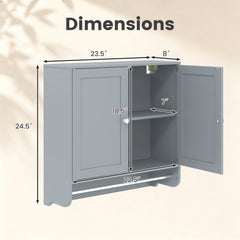 Wall Mounted Bathroom Storage Medicine Cabinet with Towel Bar-Gray