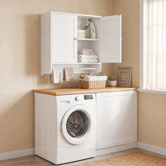 Wall Mounted Bathroom Storage Medicine Cabinet with Towel Bar-White
