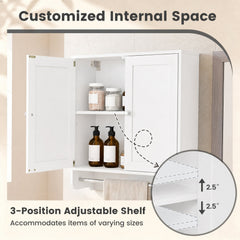 Wall Mounted Bathroom Storage Medicine Cabinet with Towel Bar-White