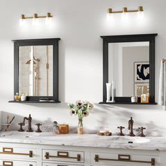 Wall-Mounted Multipurpose Vanity Mirror with Shelf-Black