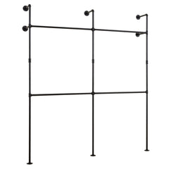 Wall Mounted Pipe Clothing Rack with 4 Hanging Rods-Black