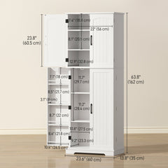 Tall Pantry Cabinet, 64" Storage Cabinet with Adjustable Shelves and 8 Door Spice Racks for Kitchen, Dining Room, Black