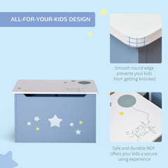 Kids Toy Storage Box, Organizer Chest with Gas Stay Bar Seating Bench, Blue