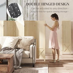 4.7' 3 Panel Wooden Room Divider with Pegboard Display, Folding Privacy Screen for Home Office, Natural