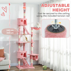 94"-102" Huge Cat Tree Ceiling High Cat Condo Scratching Post Activity Center Multi-Level Play House Light Grey
