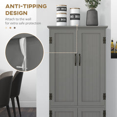 48" 4-Door Storage Cabinet Multi-Storey Large Space Pantry with Adjustable Shelves Black