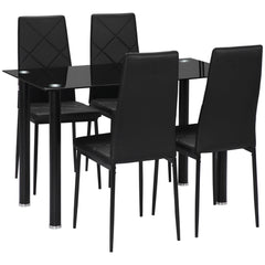 Dining Table and Chairs Set for 4, Modern 5 Pieces Kitchen Table Set with Glass Table, Padded Seat and Steel Frame