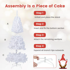 7 FT White Artificial Christmas Tree with 950 PVC Tips and Solid Metal Stand, Unlit