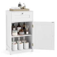 Single Door Bathroom Cabinet with Adjustable Shelf and Drawer-White