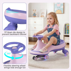 Wiggle Car Ride-on Toy with Flashing Wheels-Purple