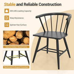 Set of 2 Windsor Captain Chairs with Curved Spindle Back and Arms, Black