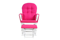 Wood Glider and Ottoman Set with Padded Armrests and Detachable Cushion-Heart Pink