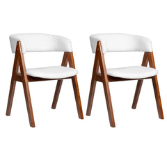 Set of 2 Sherpa Dining Armchairs with Open Curved Back, Walnut A Shaped Frame