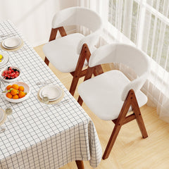 Set of 2 Sherpa Dining Armchairs with Open Curved Back, Walnut A Shaped Frame